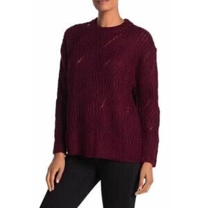 RXB‎ Women's Cable Knit Pullover Sweater In Zinfandel Small MSRP $68